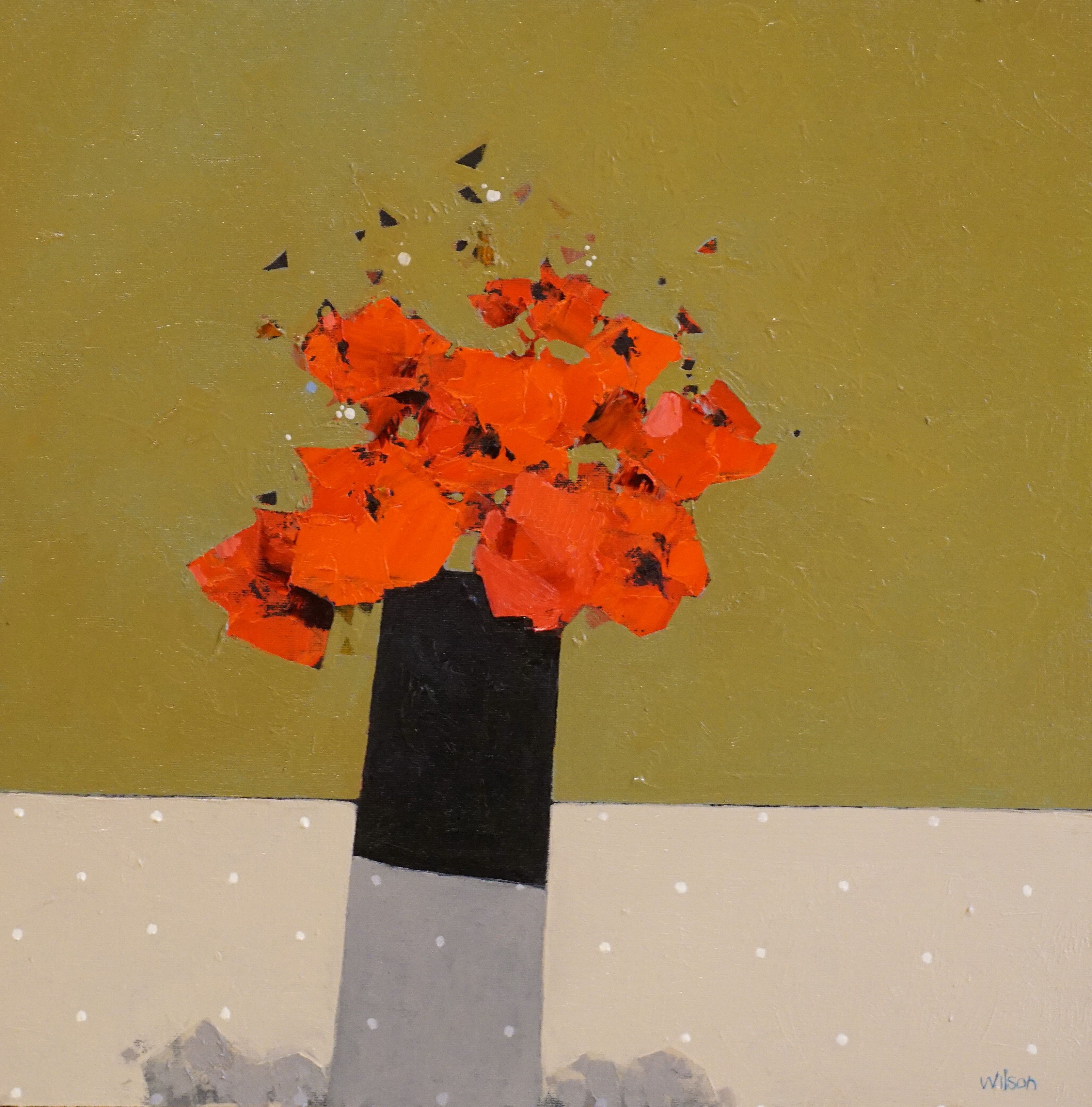 Gordon  Wilson - Small Dark Vase Of Poppies II 